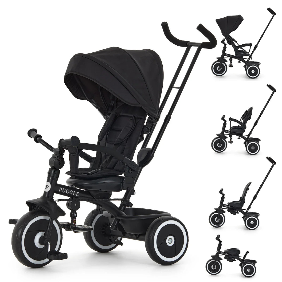Easy Twist 6-in-1 Folding Trike with Parent Handle - Midnight Black (9 Months - 5 Years)