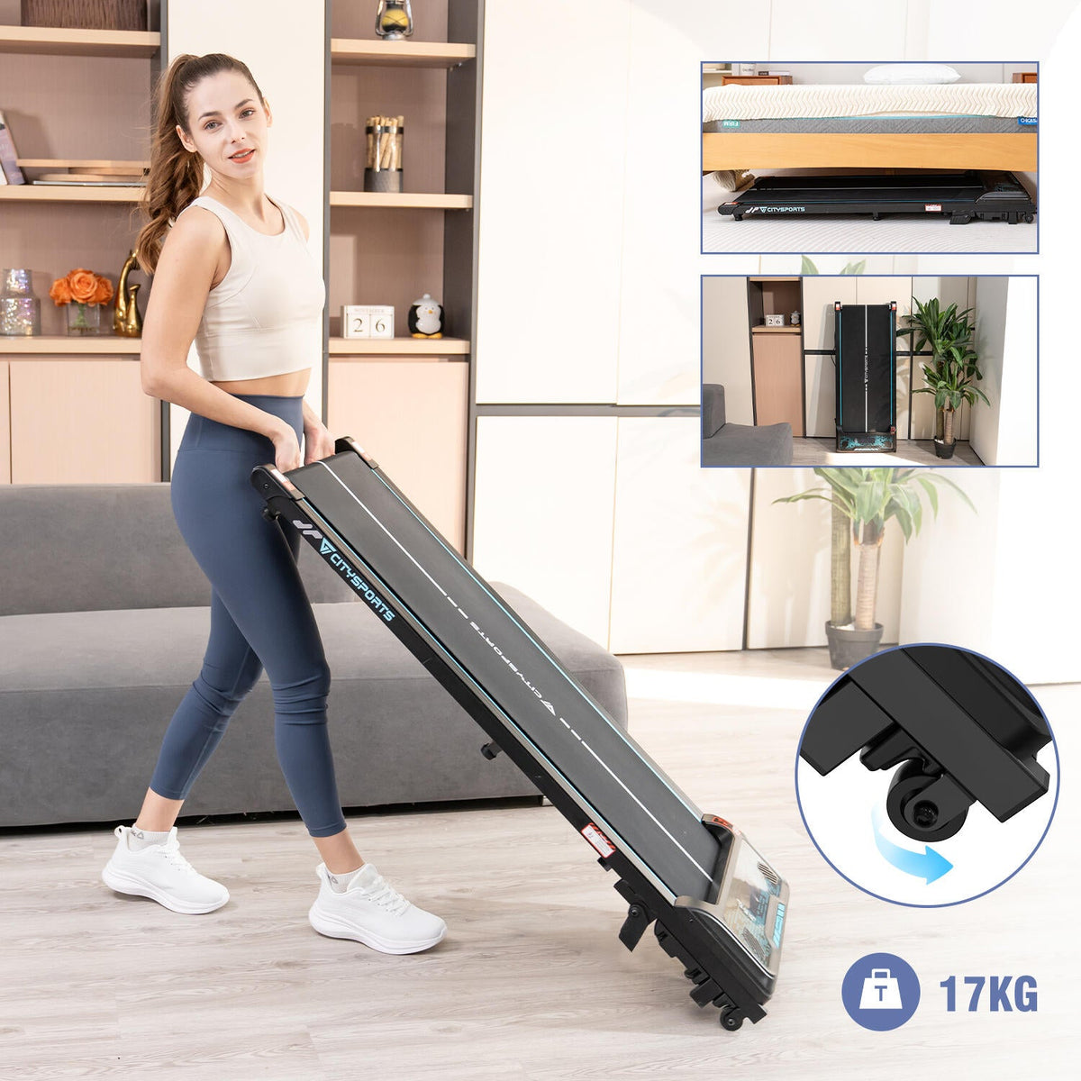 Walking Treadmill Tilt up to 4%. WP6,440W,6.0km/h,Bluetooth,Remote Control