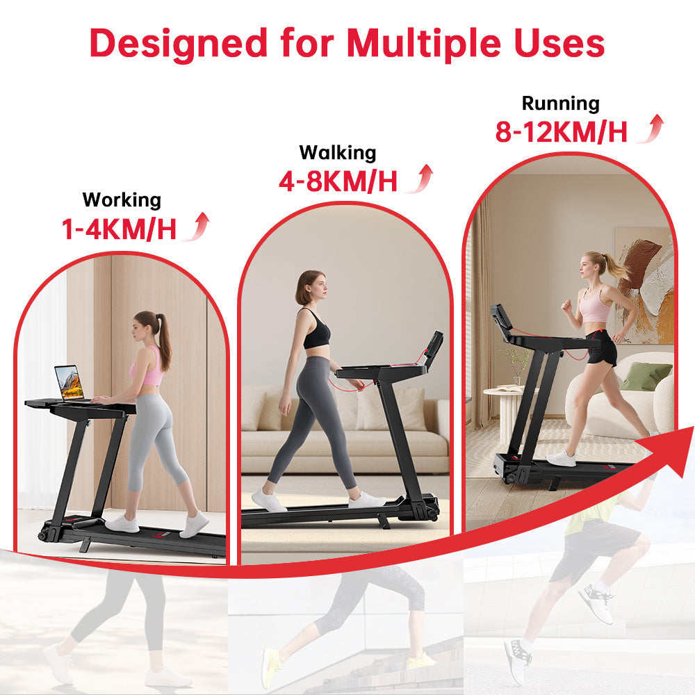 Folding Treadmill Q8, 1-12KM/H, 5% Manual Incline, Touch Control