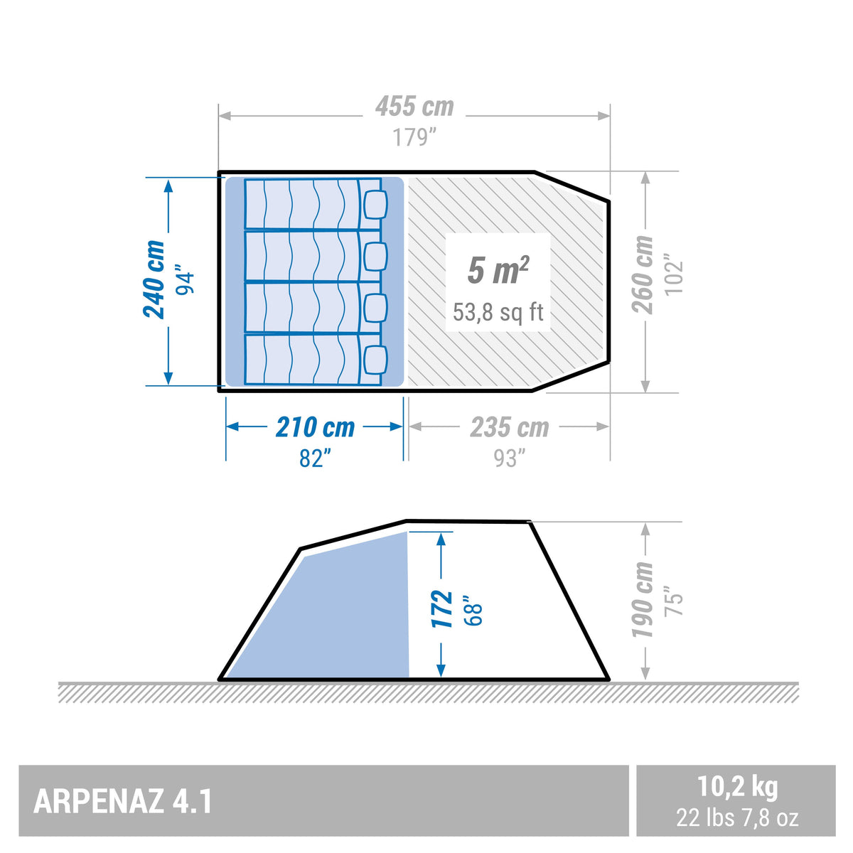 4-person camping tent, Arpenaz 4.1