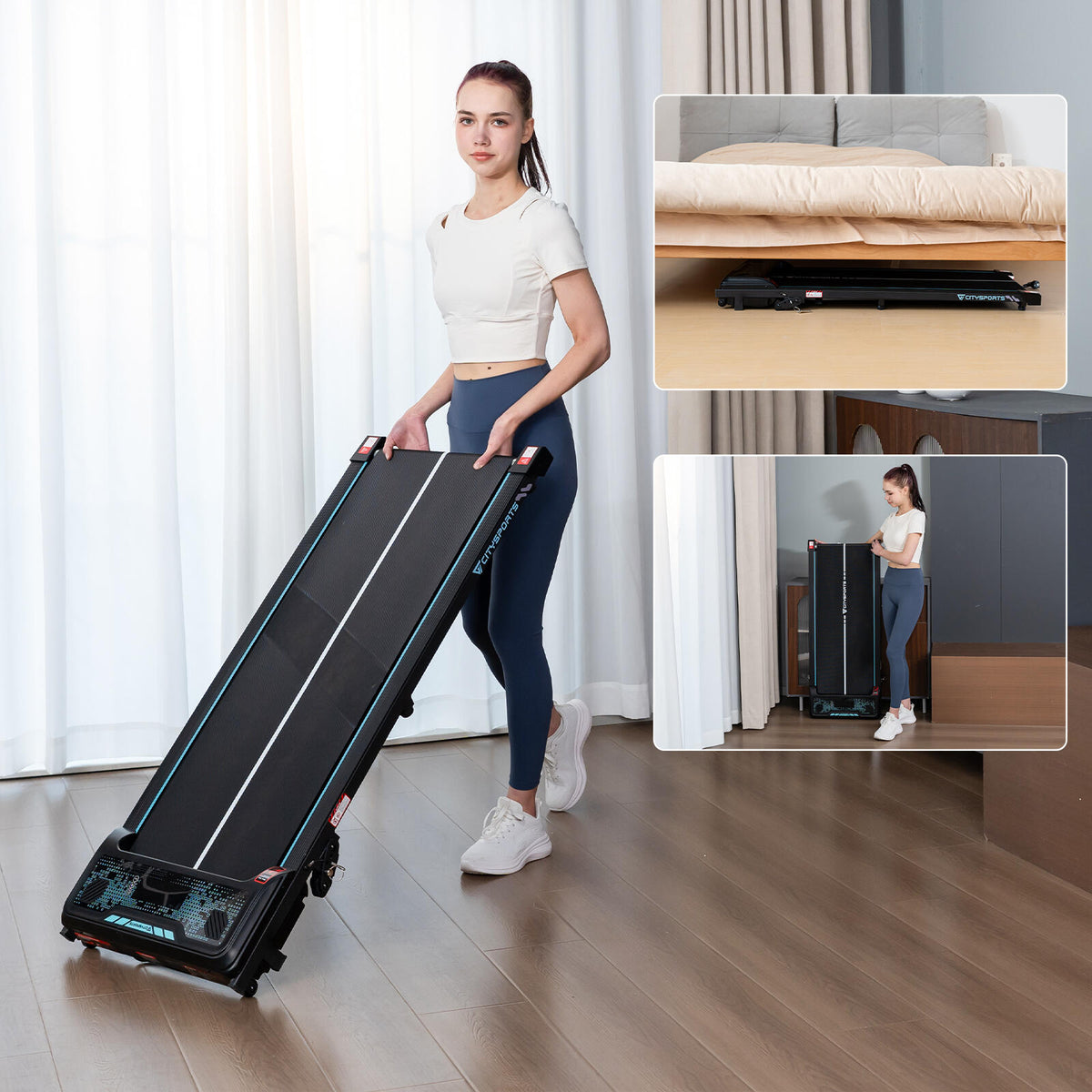 Walking Treadmill Tilt up to 4%. WP6,440W,6.0km/h,Bluetooth,Remote Control