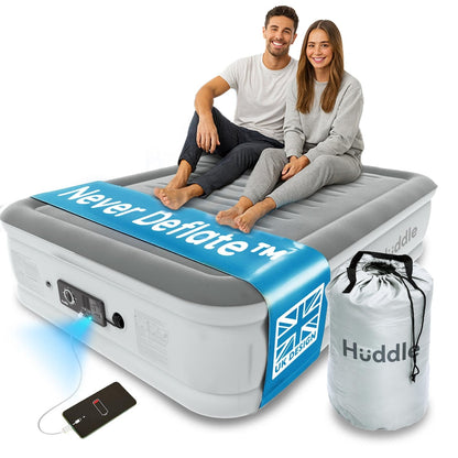 Huddle Dual Built in Pump NEVER DEFLATE Air BED Single Waterproof Mattress New