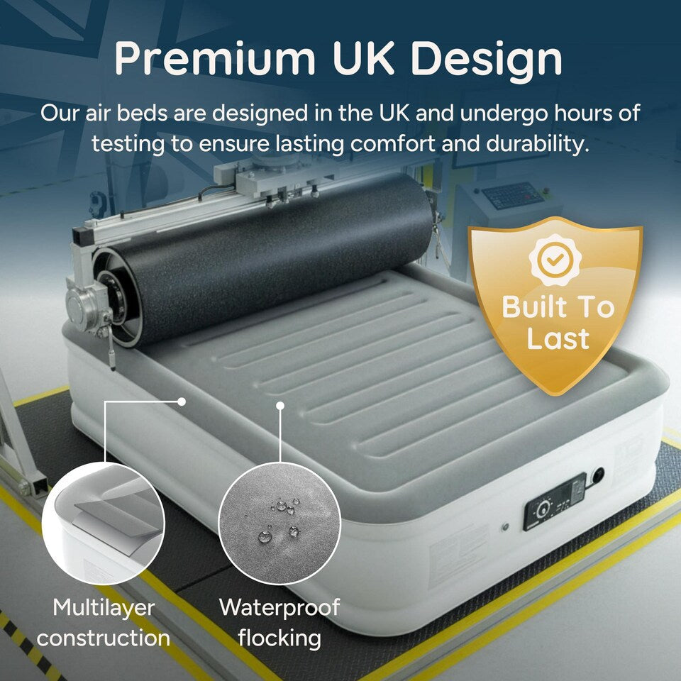 Huddle Dual Built in Pump NEVER DEFLATE Air BED Single Waterproof Mattress New