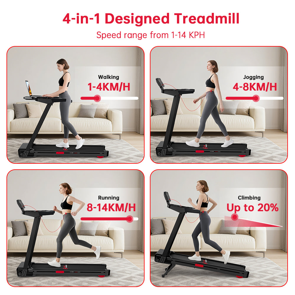 Folding Treadmill Q8, 1-12KM/H, 5% Manual Incline, Touch Control