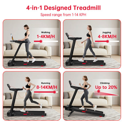 Folding Treadmill Q8, 1-12KM/H, 5% Manual Incline, Touch Control