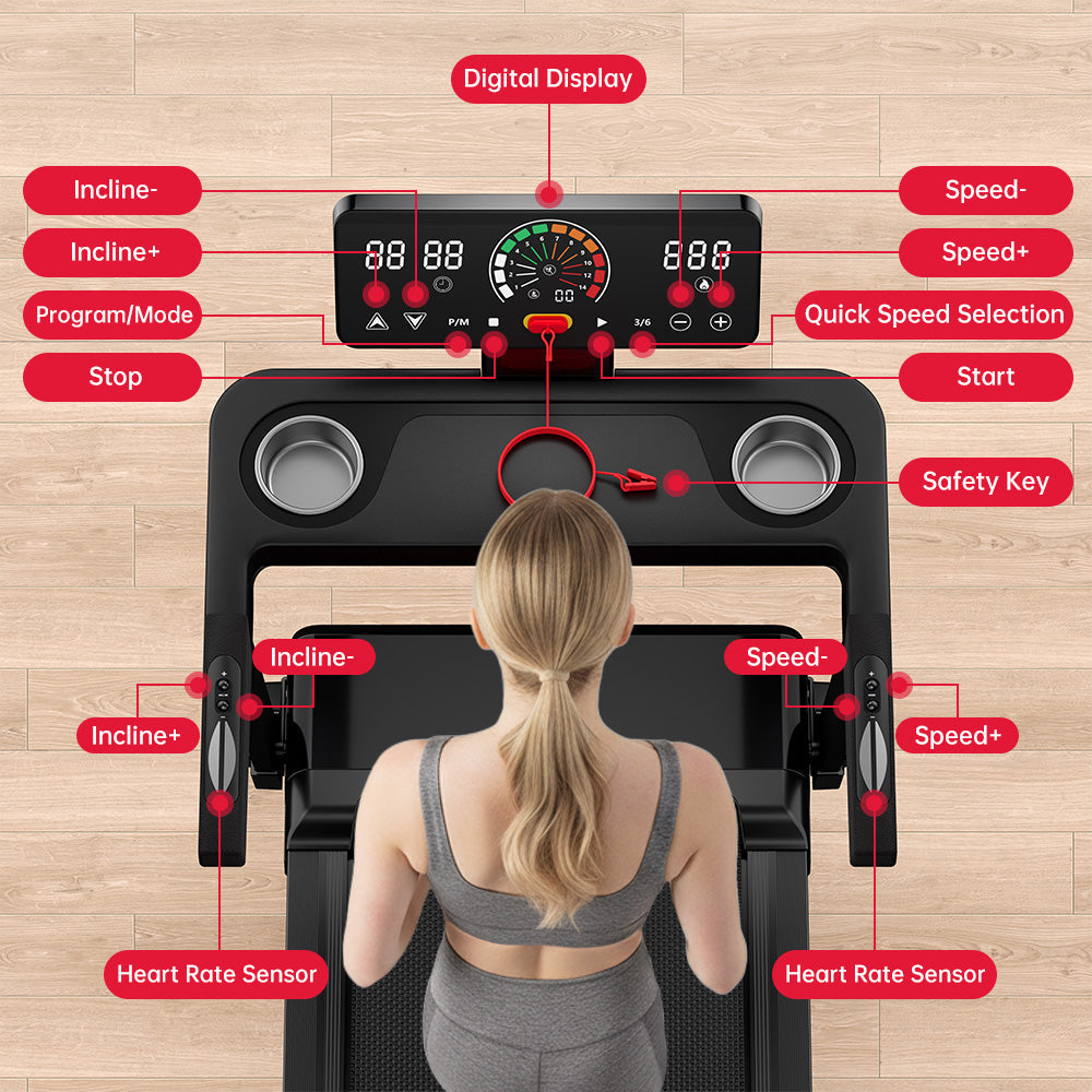 Folding Treadmill Q8, 1-12KM/H, 5% Manual Incline, Touch Control