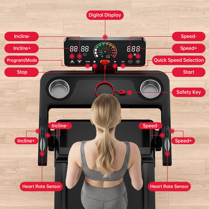 Folding Treadmill Q8, 1-12KM/H, 5% Manual Incline, Touch Control