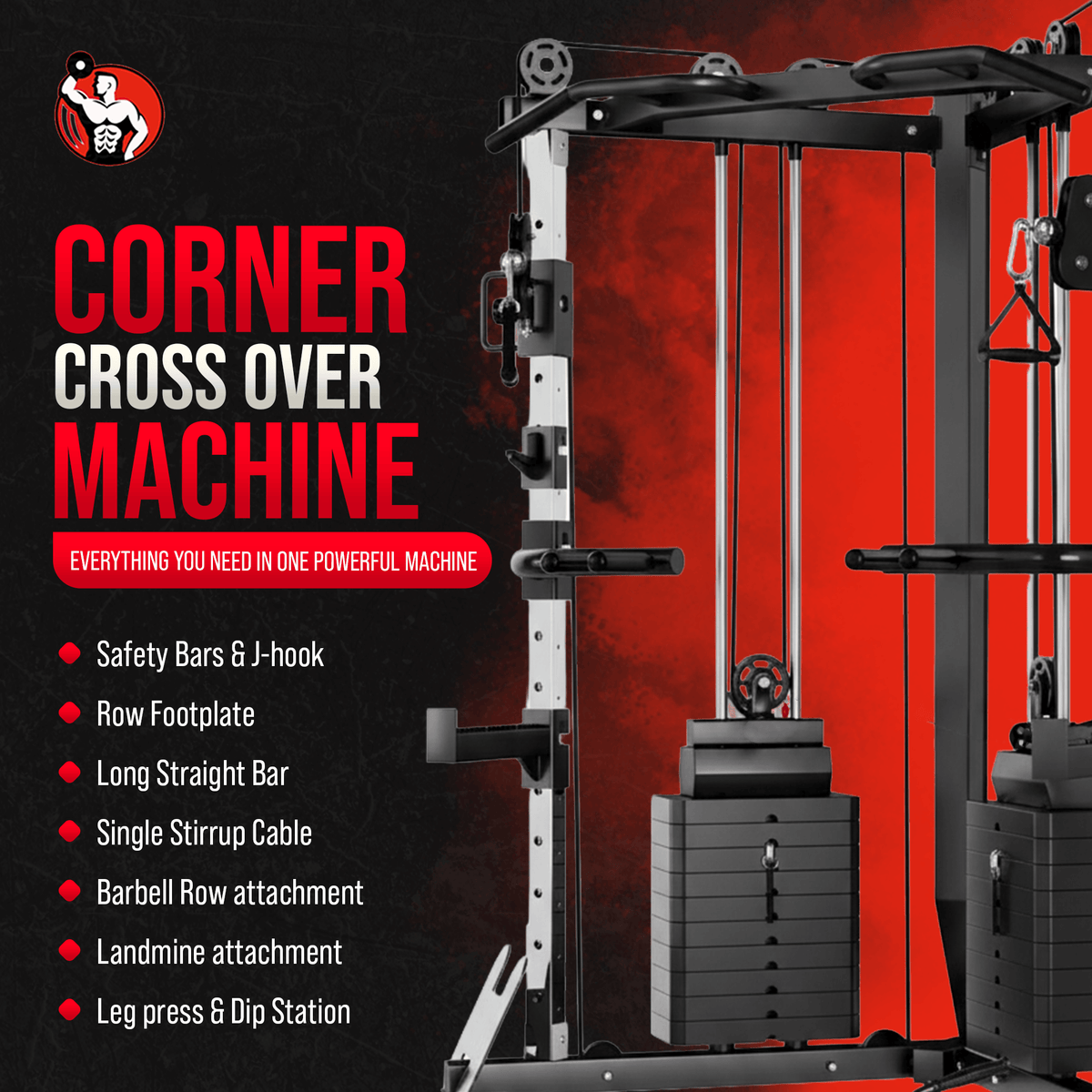 Strongway Cable Crossover Machine with Weights (177KG) and Pull Up Bar