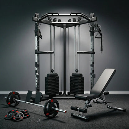 Strongway Cable Crossover Machine with Weights (177KG) and Pull Up Bar